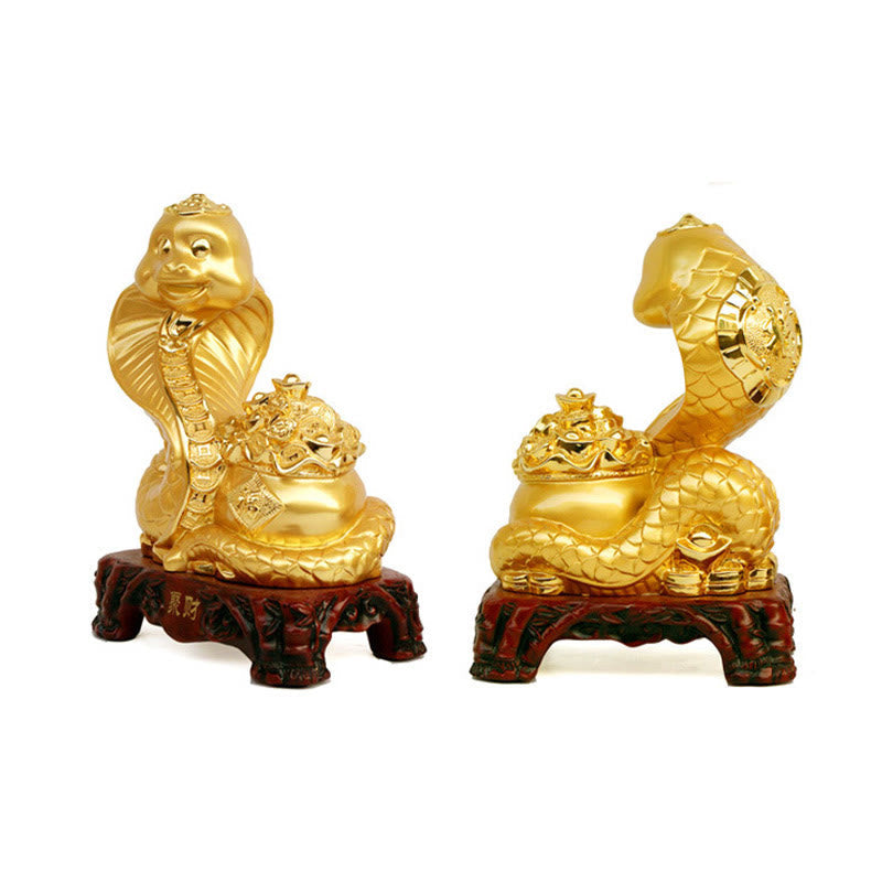 Grande statue en résine représentant un bol au trésor de l'année du serpent, 25 cm