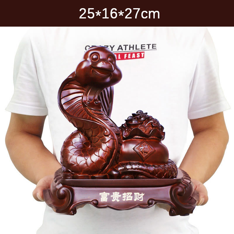 Grande statue en résine représentant un bol au trésor de l'année du serpent, 25 cm