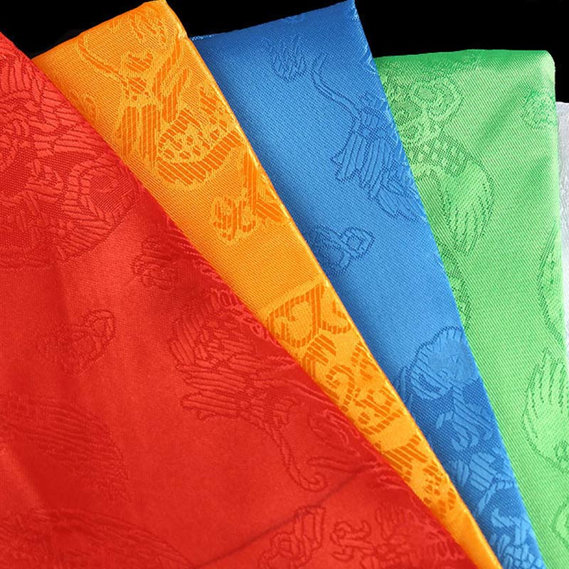 Grande décoration tibétaine Khata avec motif dragon et phénix