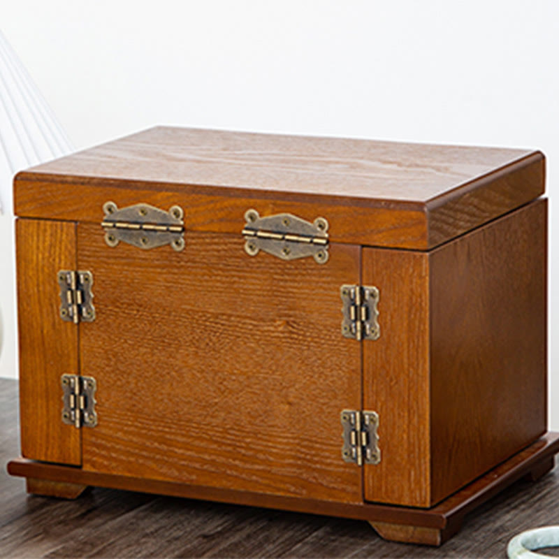 Grande boîte à bijoux vintage en bois avec miroir | Sons de guérison