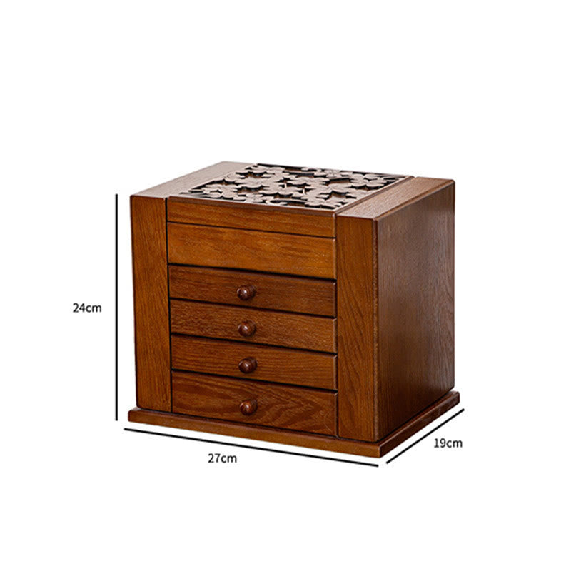 Grande boîte à bijoux vintage en bois avec miroir | Sons de guérison
