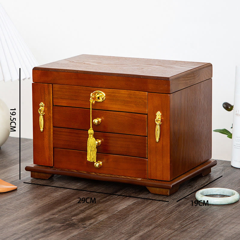 Grande boîte à bijoux vintage en bois avec miroir | Sons de guérison
