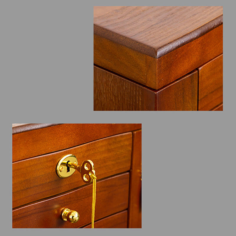 Grande boîte à bijoux vintage en bois avec miroir | Sons de guérison
