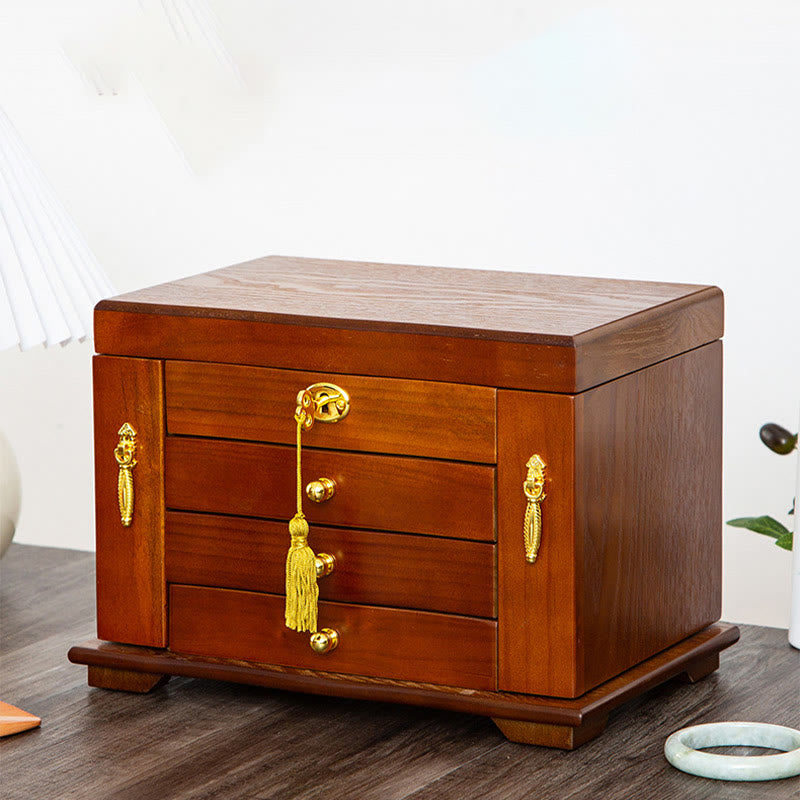 Grande boîte à bijoux vintage en bois avec miroir | Sons de guérison