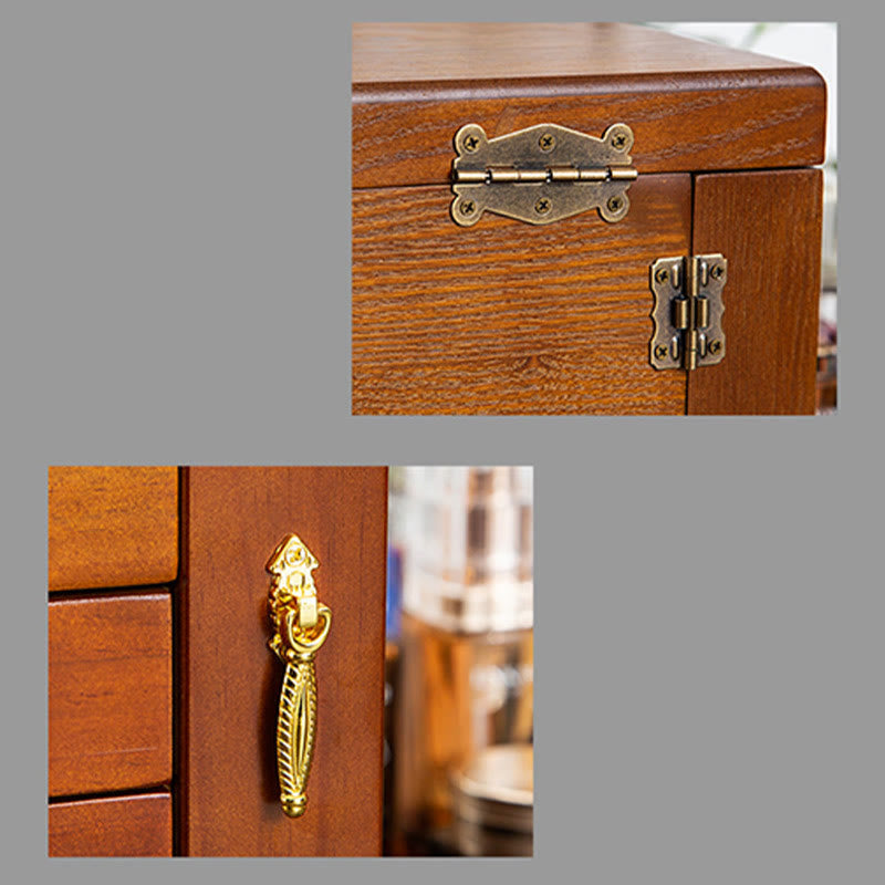 Grande boîte à bijoux vintage en bois avec miroir | Sons de guérison