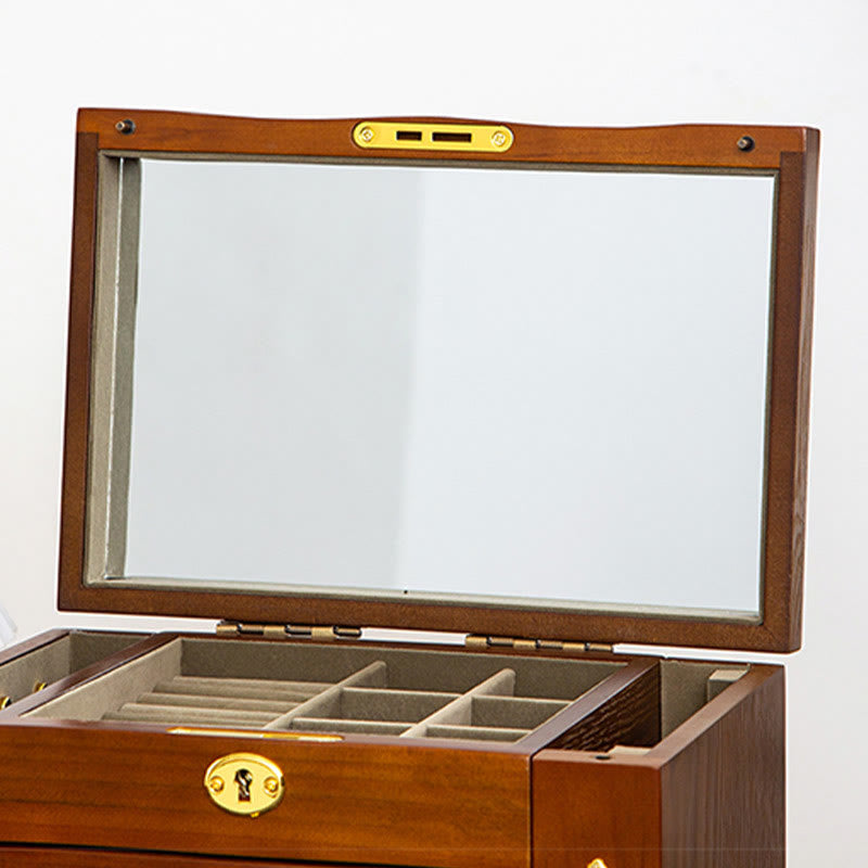 Grande boîte à bijoux vintage en bois avec miroir | Sons de guérison