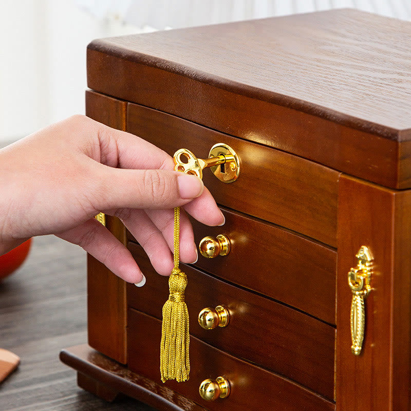 Grande boîte à bijoux vintage en bois avec miroir | Sons de guérison