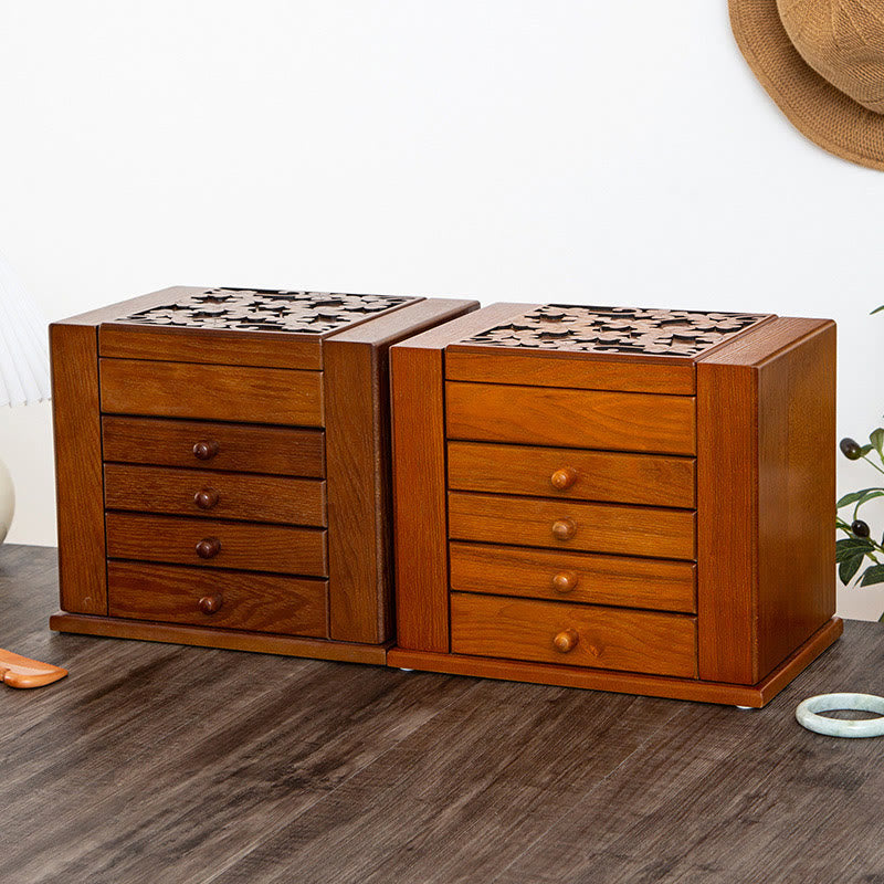 Grande boîte à bijoux vintage en bois avec miroir | Sons de guérison