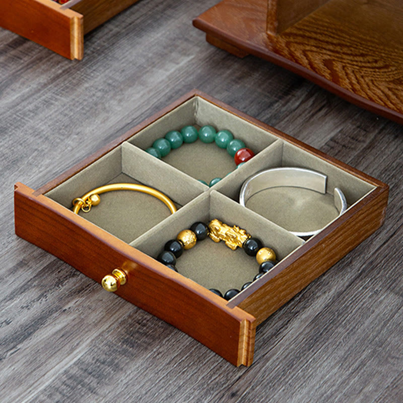 Grande boîte à bijoux vintage en bois avec miroir | Sons de guérison