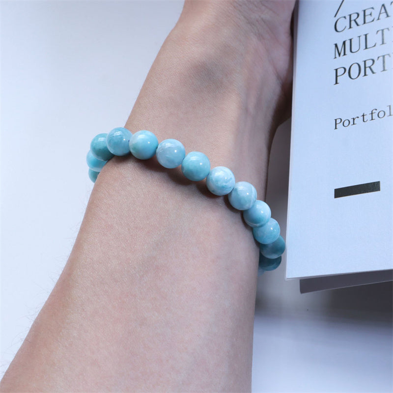 Bracelet Larimar Sagesse Confiance 8 mm Pierre Naturelle