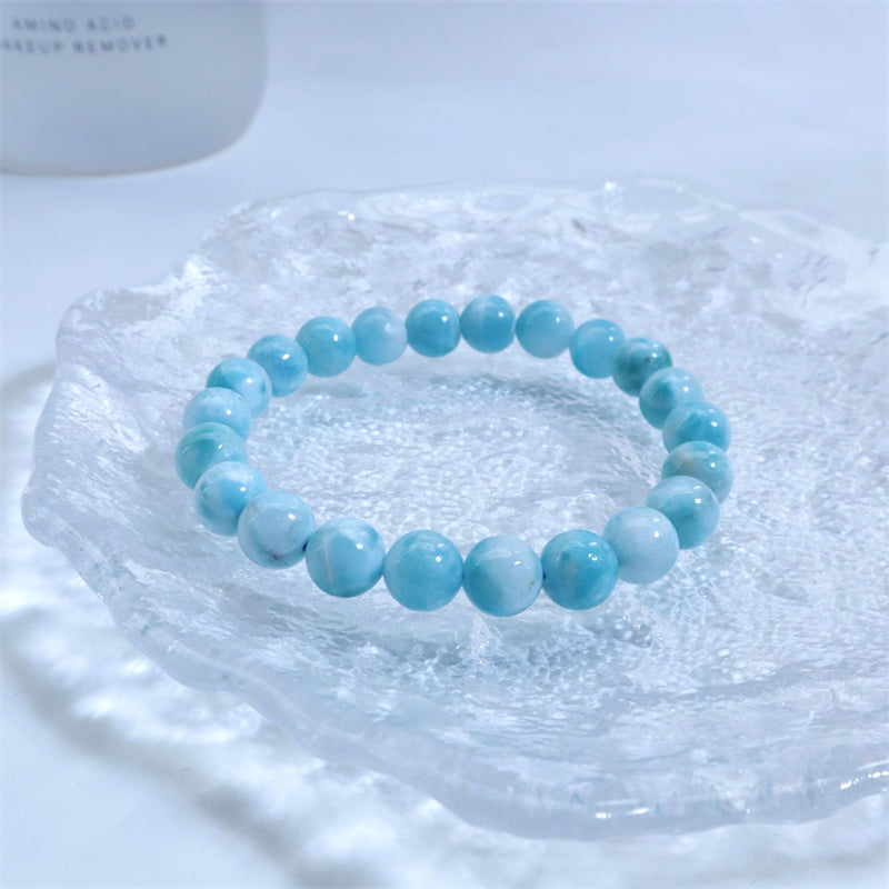 Bracelet Larimar Sagesse Confiance 8 mm Pierre Naturelle