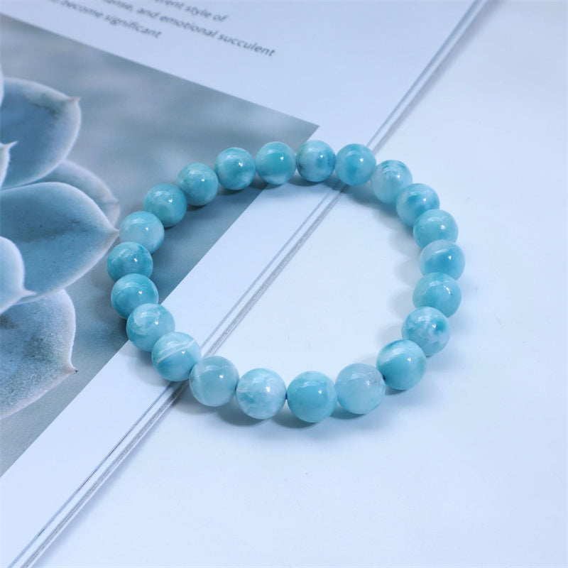 Bracelet Larimar Sagesse Confiance 8 mm Pierre Naturelle