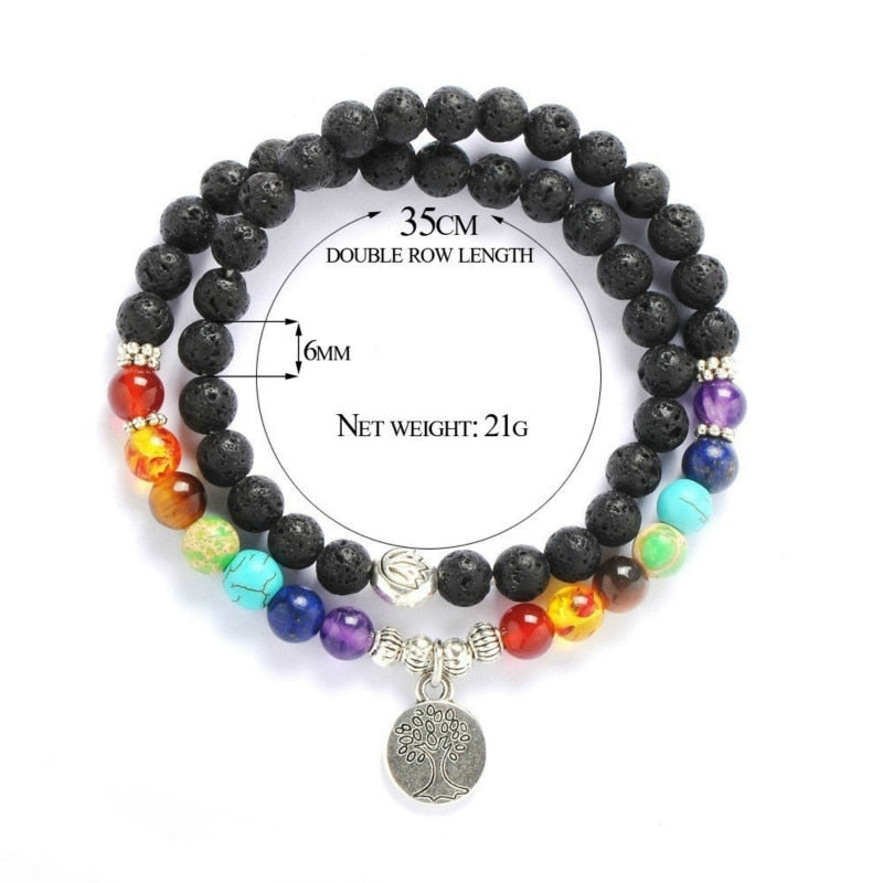 Bracelet de guérison des chakras en pierre de lave