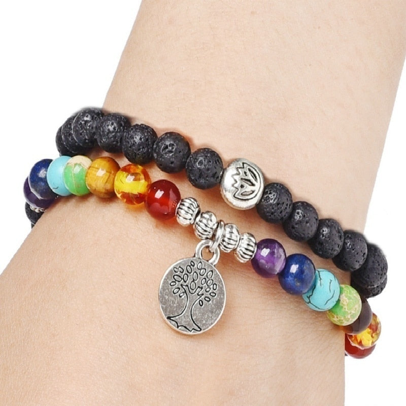 Bracelet de guérison des chakras en pierre de lave