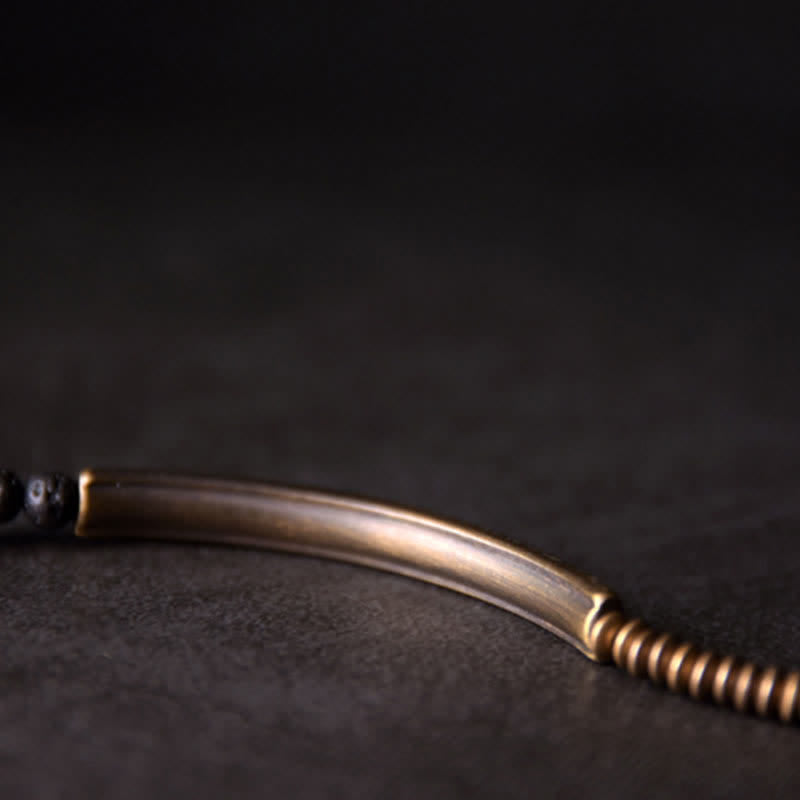 Bracelet de soutien spirituel unisexe en cuivre et pierre de lave