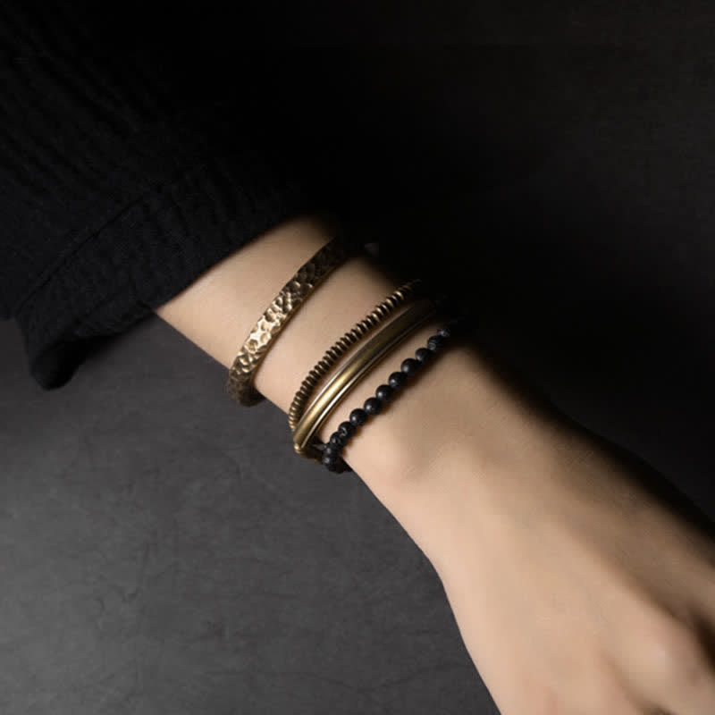 Bracelet de soutien spirituel unisexe en cuivre et pierre de lave