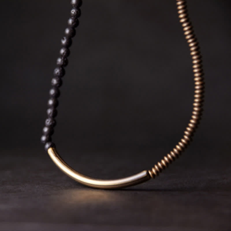 Bracelet de soutien spirituel unisexe en cuivre et pierre de lave