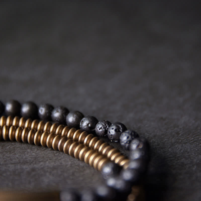 Bracelet de soutien spirituel unisexe en cuivre et pierre de lave