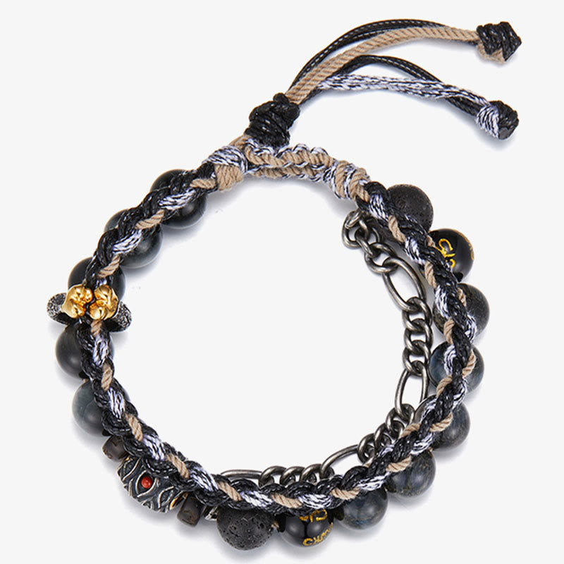 Bracelet œil de tigre en pierre de lave 10 mm, bijou de guérison fait main