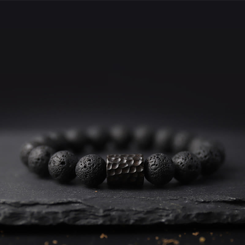 Bracelet de guérison en pierre de lave et œil de tigre 18 cm pour l'équilibre