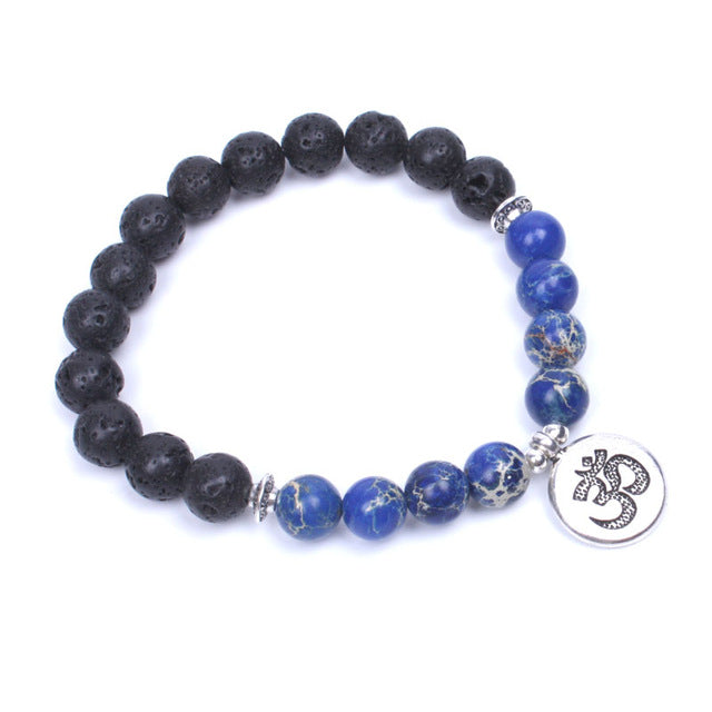 Bracelet Om en pierre de lave : énergie apaisante et enracinante