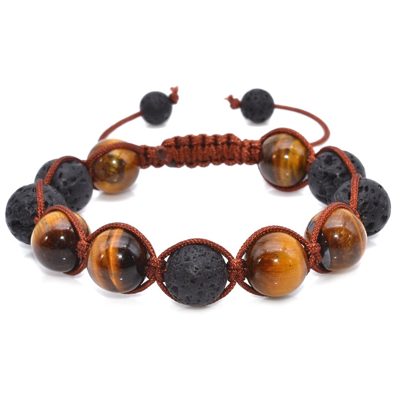 Bracelet en pierre de lave et en œil de tigre