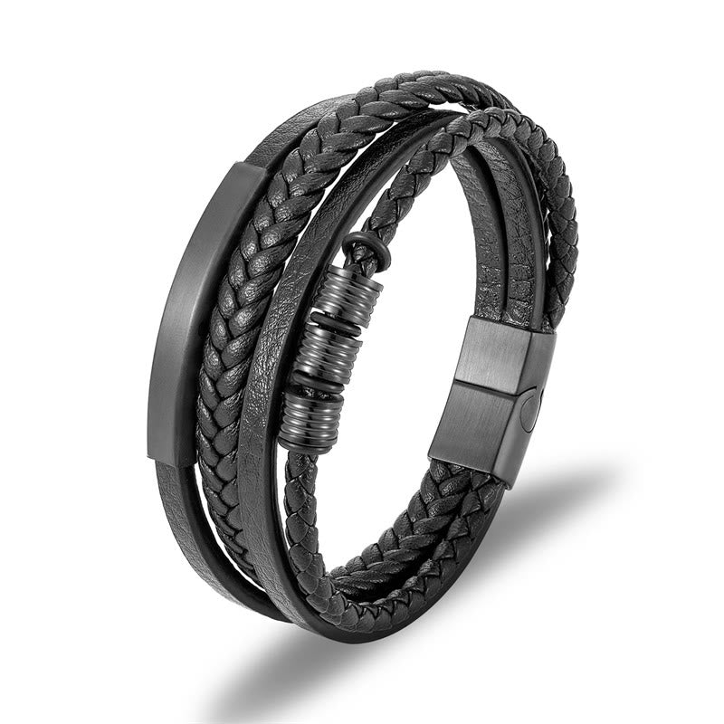 Bracelet d'équilibre en cuir et acier titane avec boucle magnétique