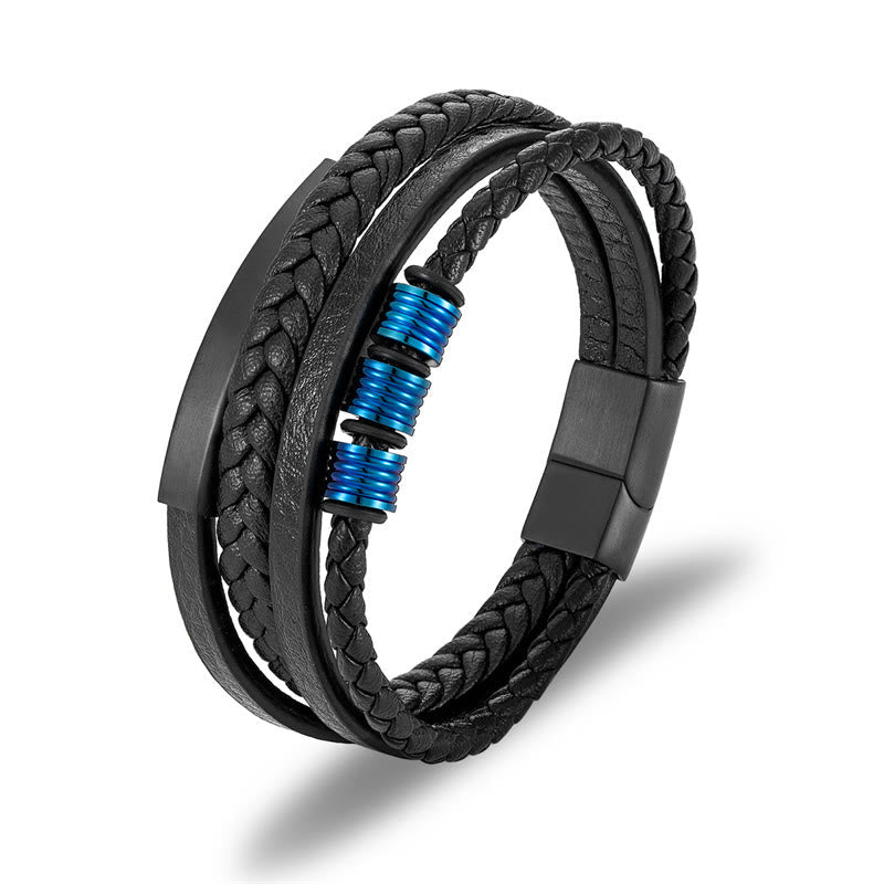 Bracelet d'équilibre en cuir et acier titane avec boucle magnétique