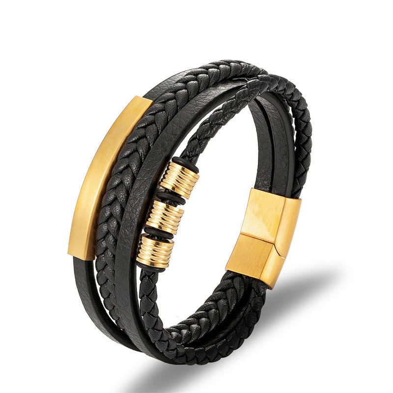 Bracelet d'équilibre en cuir et acier titane avec boucle magnétique