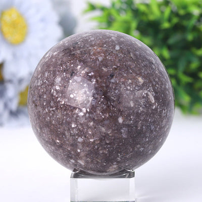 Sphère de lépidolite de 2,5 à 4,5 pouces, orbe de cristal de guérison