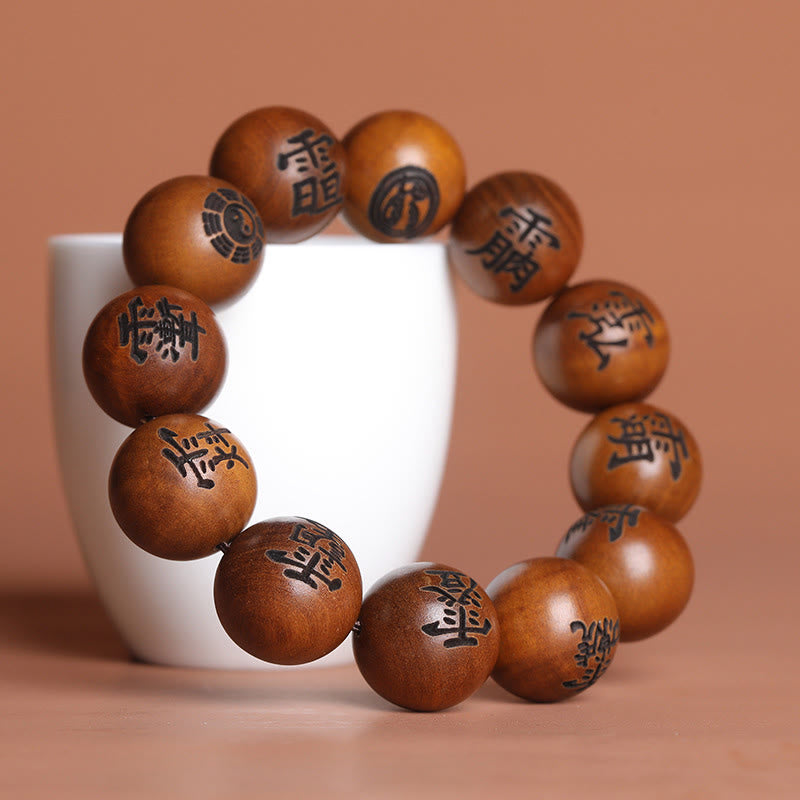 Bracelet spirituel de protection en bois de jujubier frappé par la foudre de 12 mm