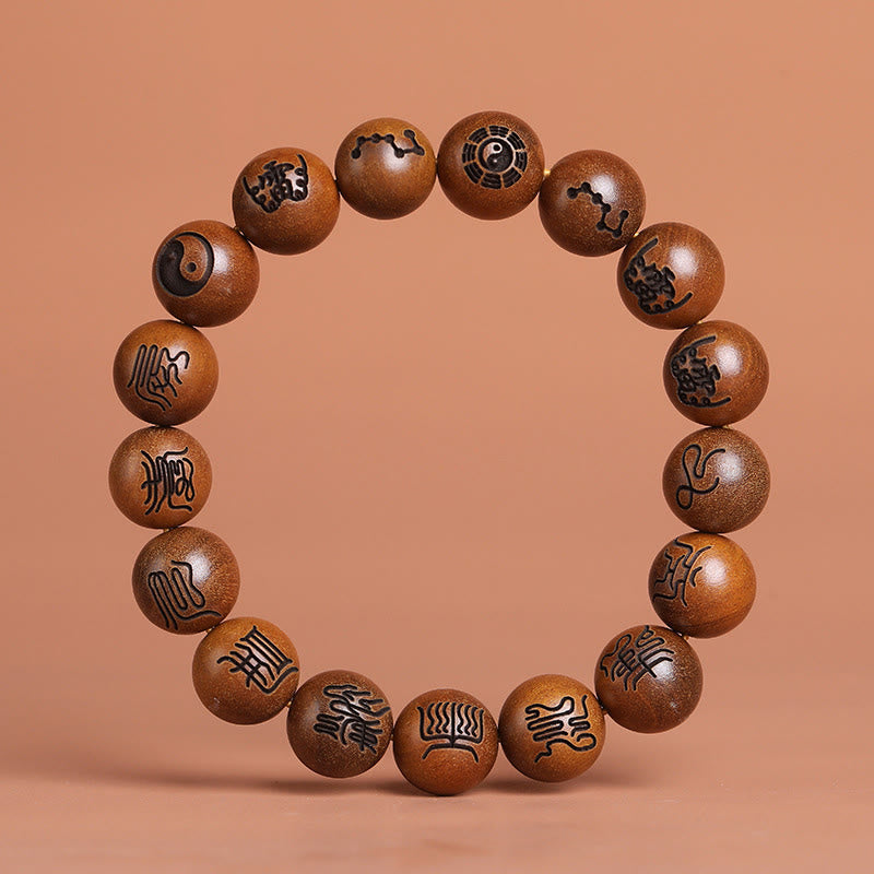 Bracelet Yin Yang en bois de jujubier frappé par la foudre pour la protection