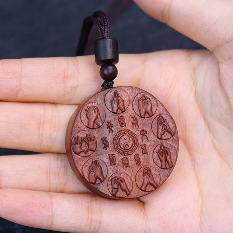 Pendentifs Yin Yang en bois de jujubier frappé par la foudre pour la protection