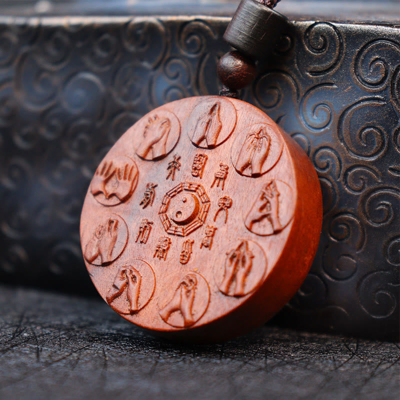 Pendentifs Yin Yang en bois de jujubier frappé par la foudre pour la protection