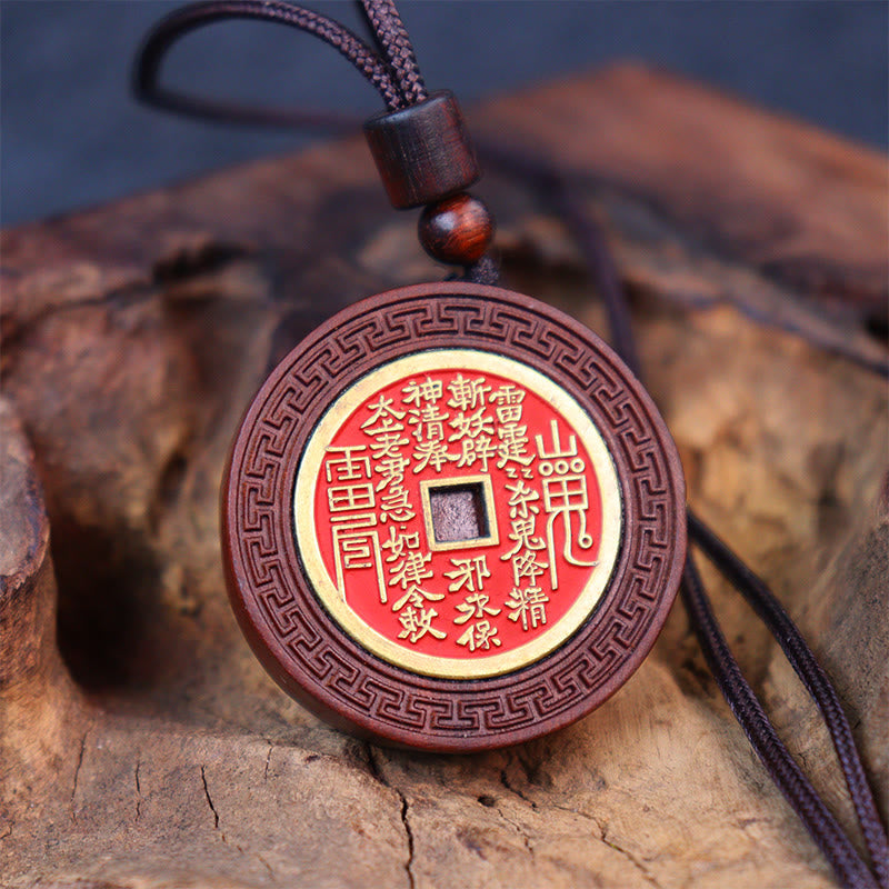 Pendentifs Yin Yang en bois de jujubier frappé par la foudre pour la protection