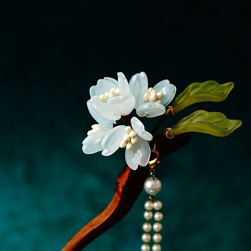 Épingle à cheveux chinoise à pompon en perles de muguet