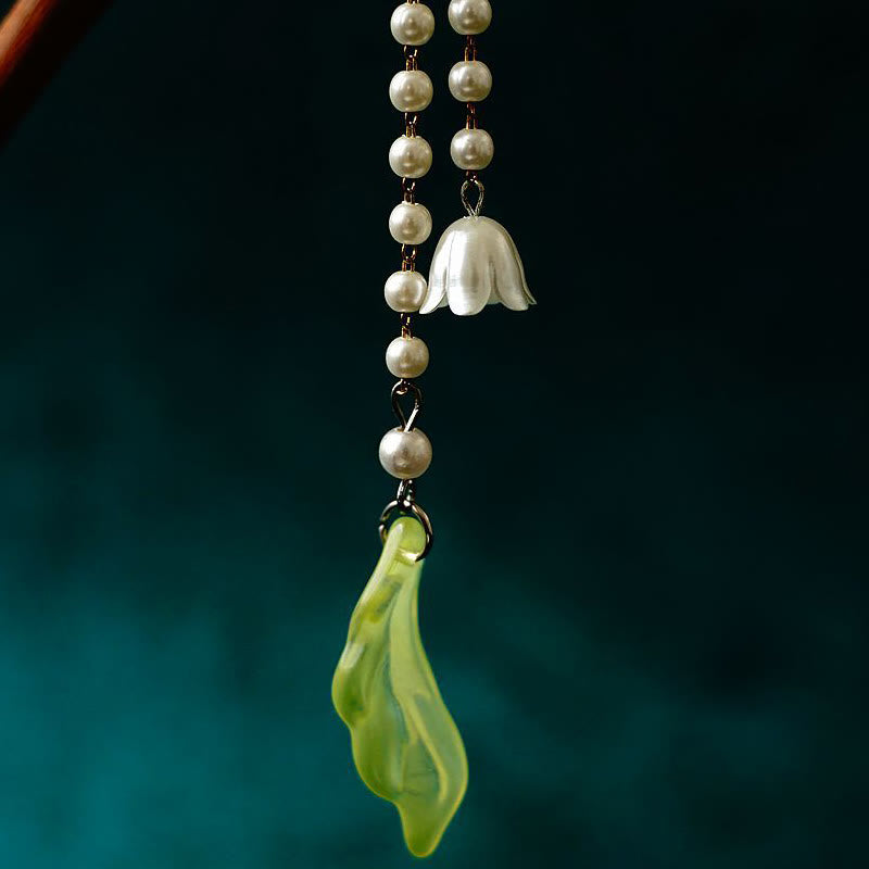 Épingle à cheveux chinoise à pompon en perles de muguet