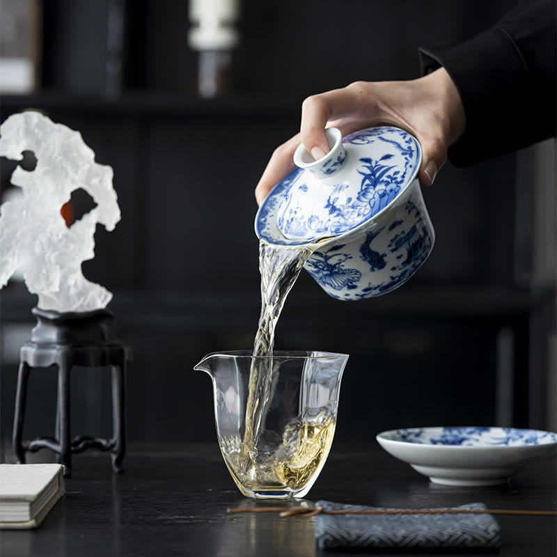 Tasse à thé Gaiwan en céramique Lion Dance 300 ml avec couvercle et soucoupe