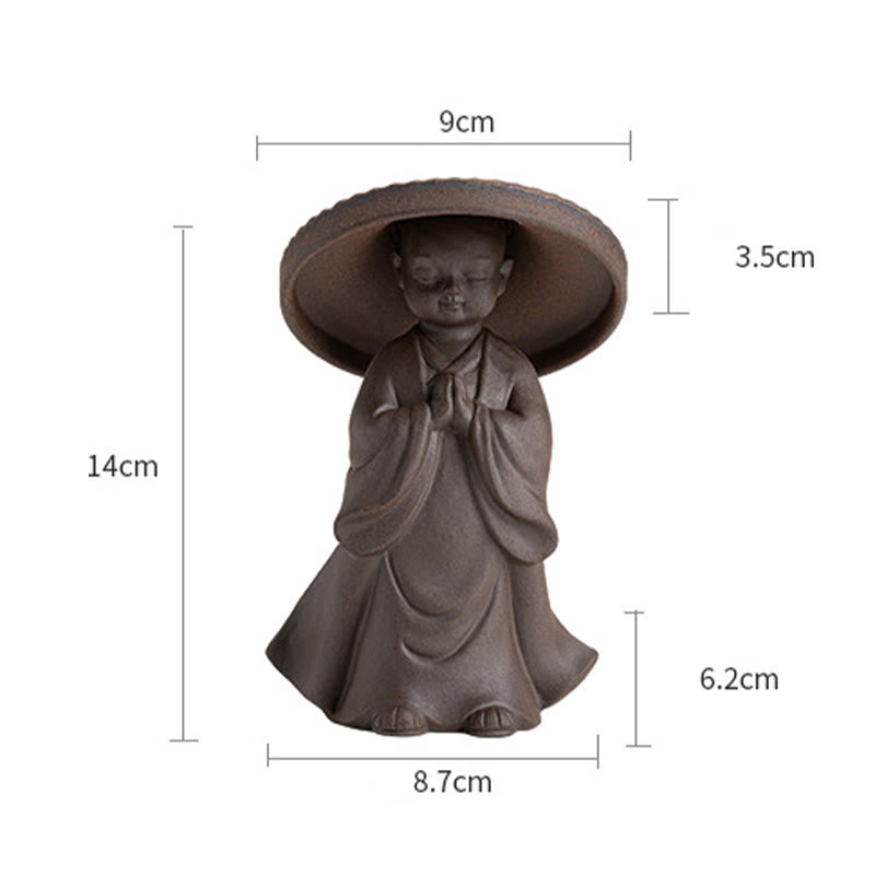 Passoire à thé en céramique Petit Moine Brun | Décoration de méditation de 8,7 cm