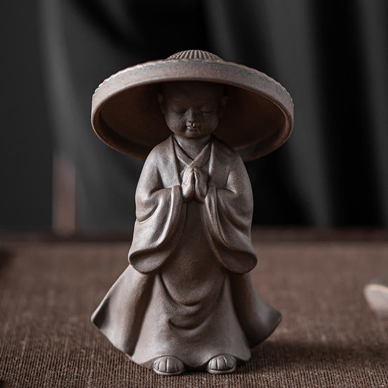Passoire à thé en céramique Petit Moine Brun | Décoration de méditation de 8,7 cm