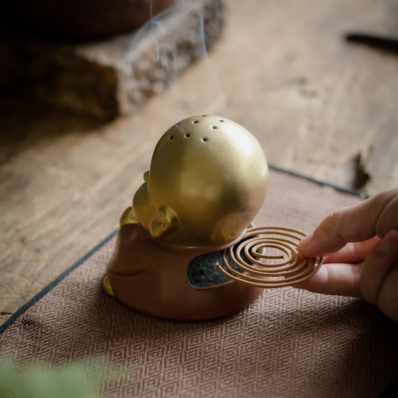 Brûleur d'encens en céramique Petit Bouddha pour la guérison et la méditation