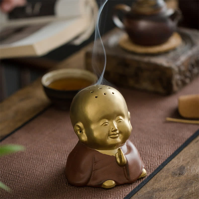 Brûleur d'encens en céramique Petit Bouddha pour la guérison et la méditation