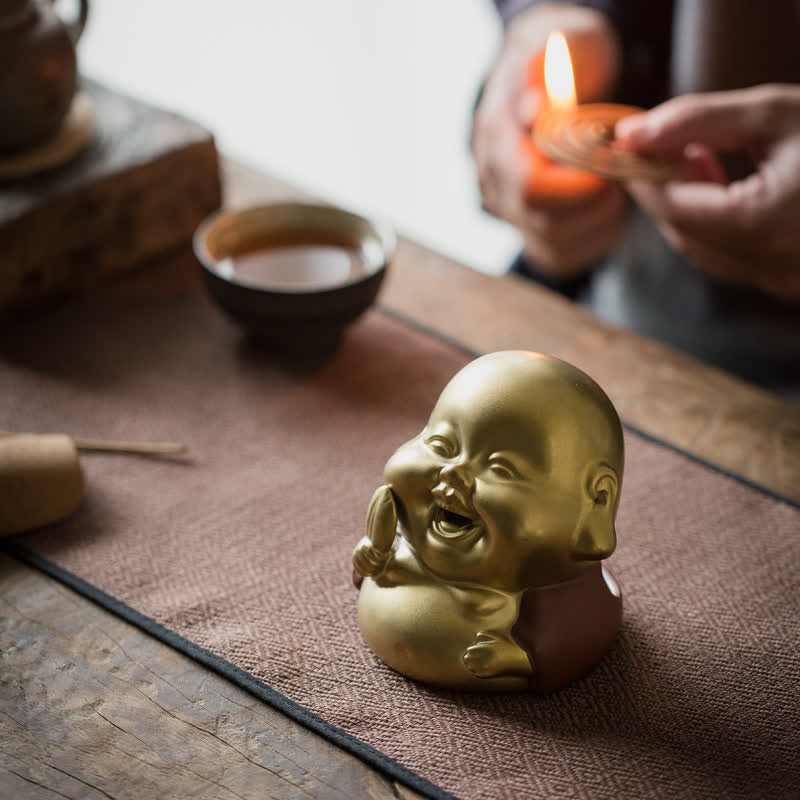 Brûleur d'encens en céramique Petit Bouddha pour la guérison et la méditation
