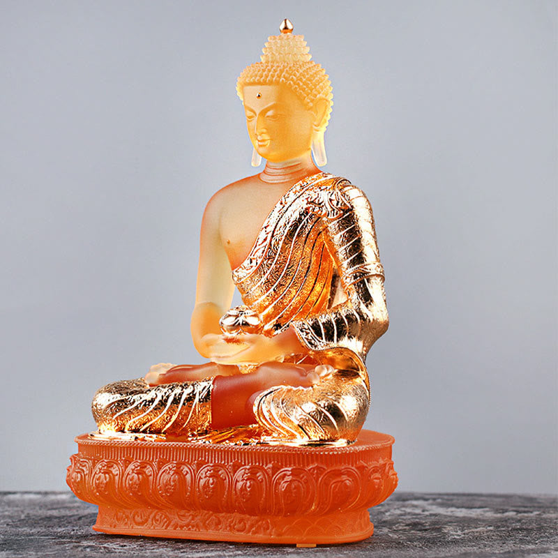 Statue de Bouddha Liuli Figurine de sérénité 15 cm Art Feng Shui