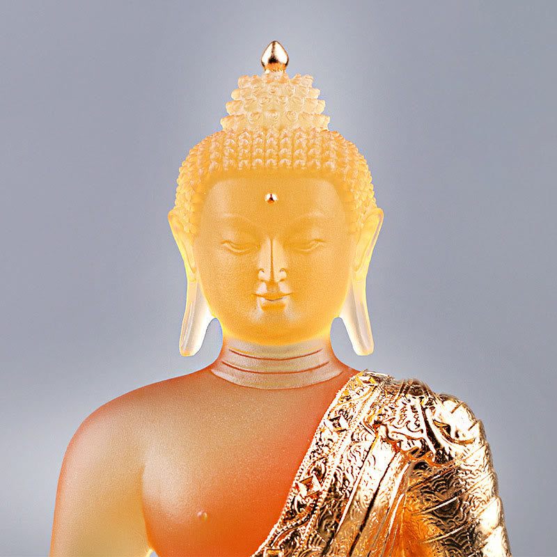 Statue de Bouddha Liuli Figurine de sérénité 15 cm Art Feng Shui