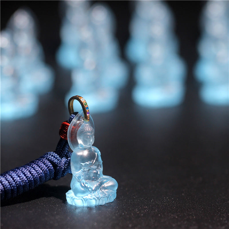 Collier Bouddha en cristal Liuli | Amulette Bouddha de la médecine | Guérison