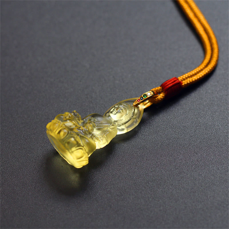 Collier Bouddha en cristal Liuli | Amulette Bouddha de la médecine | Guérison