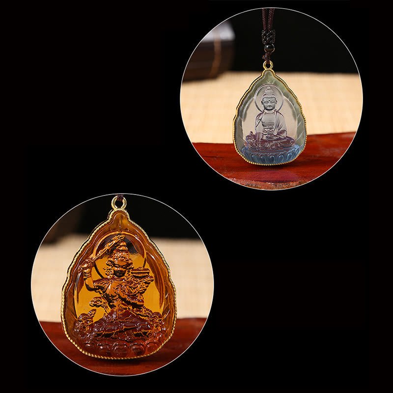 Collier pendentif Bouddha en cristal Liuli pour la sérénité et la chance