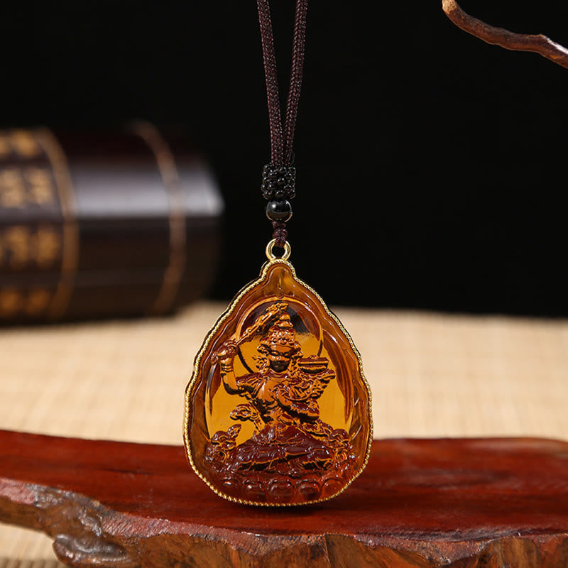 Collier pendentif Bouddha en cristal Liuli pour la sérénité et la chance
