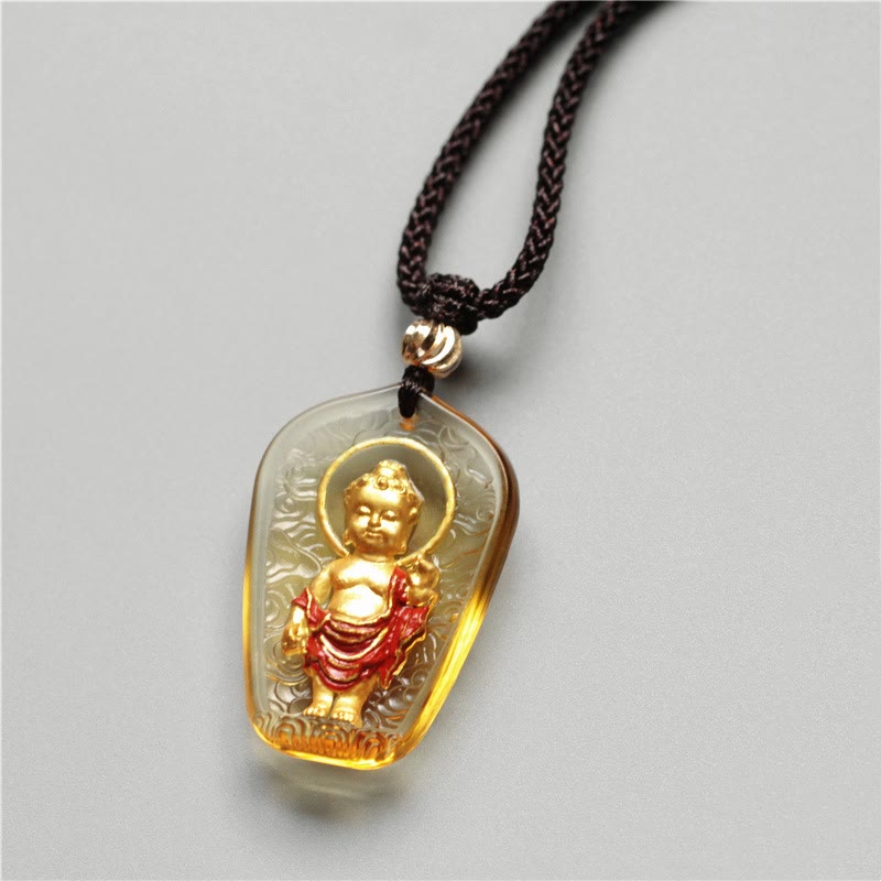 Pendentif Bouddha en cristal Liuli pour la sérénité et la pleine conscience